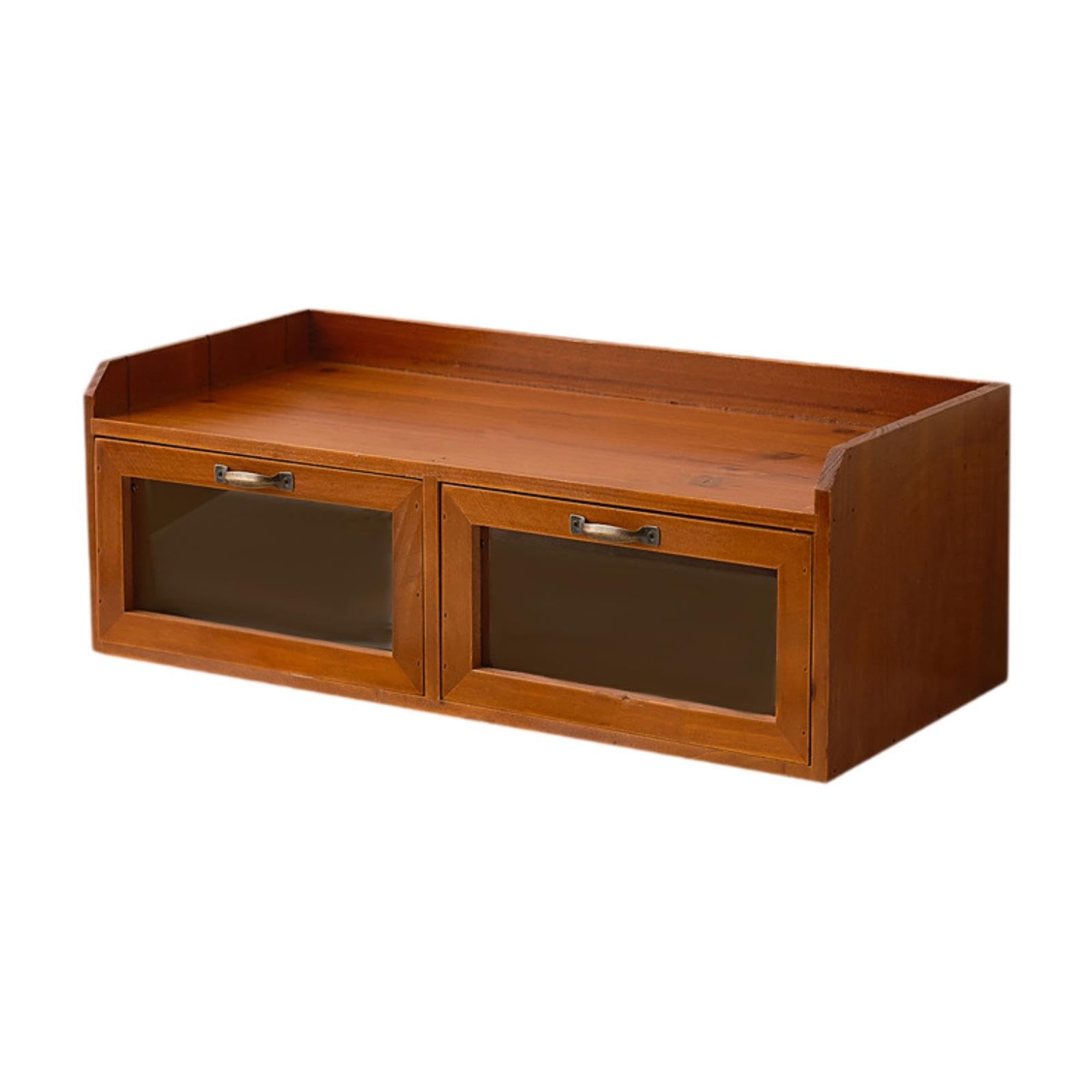 Schreibtisch Organizer Aus Holz mit Schubladen, Multifunktionaler Vintage Aufbewahrungsschrank, Aufbewahrungsbox für Kosmetikartikel, 2 Schubladen
