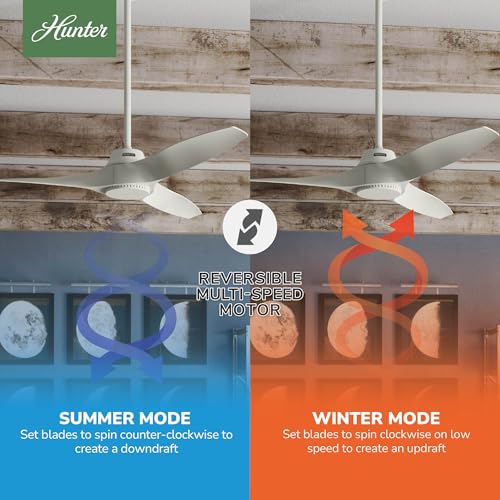 Image of Hunter Mosley, Outdoor or Indoor, Ceiling Fan, 52 inch, Fresh White