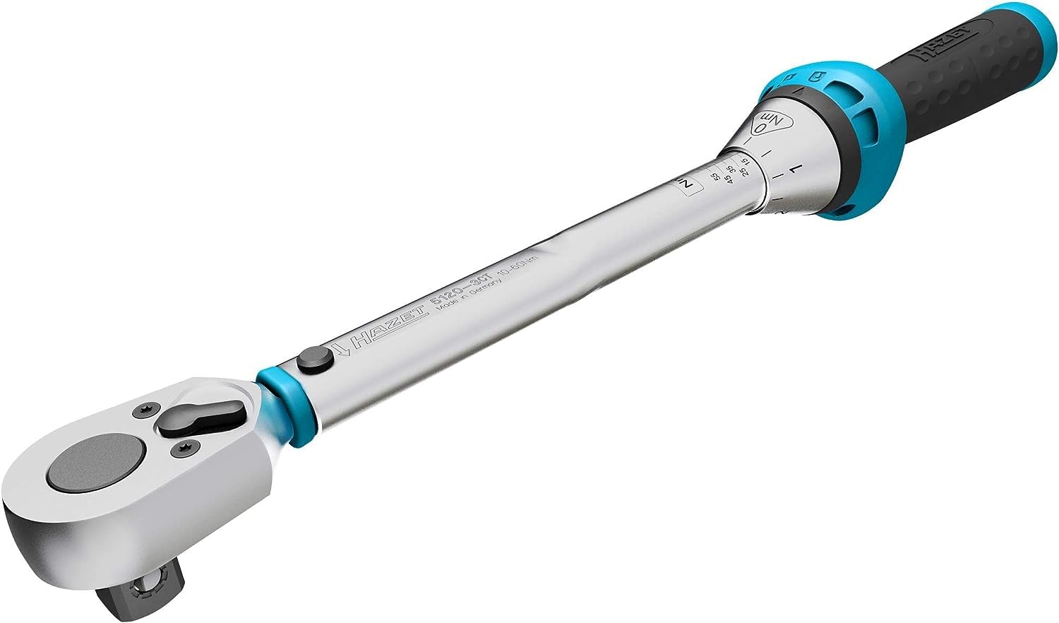 Llave dinamométrica HAZET 5120-3CT I Salida: cuadrado 12,5 mm, 1/2 pulgada, tolerancia: 3%, 30 dientes I Carraca reversible especial para vehículos industriales I 320mm