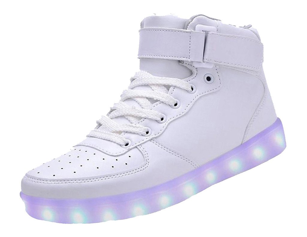 High Top Led Light Up Shoes 11 Colors Flashing Rechargeable Sneakers for Mens Womens white