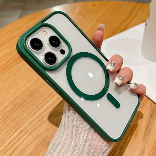 Coque iPhone 15 aimantée verte idéale pour la recharge sans fil