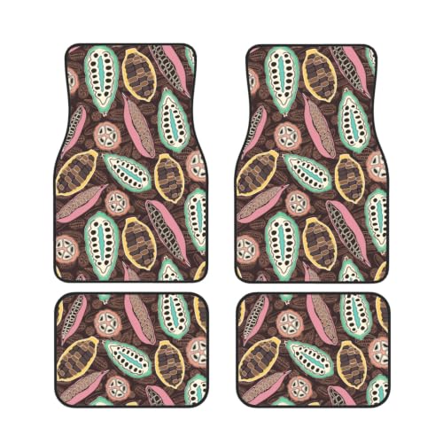 Alfombrillas para coche de neopreno con base antideslizante y diseño de cacao, juego de 4 piezas