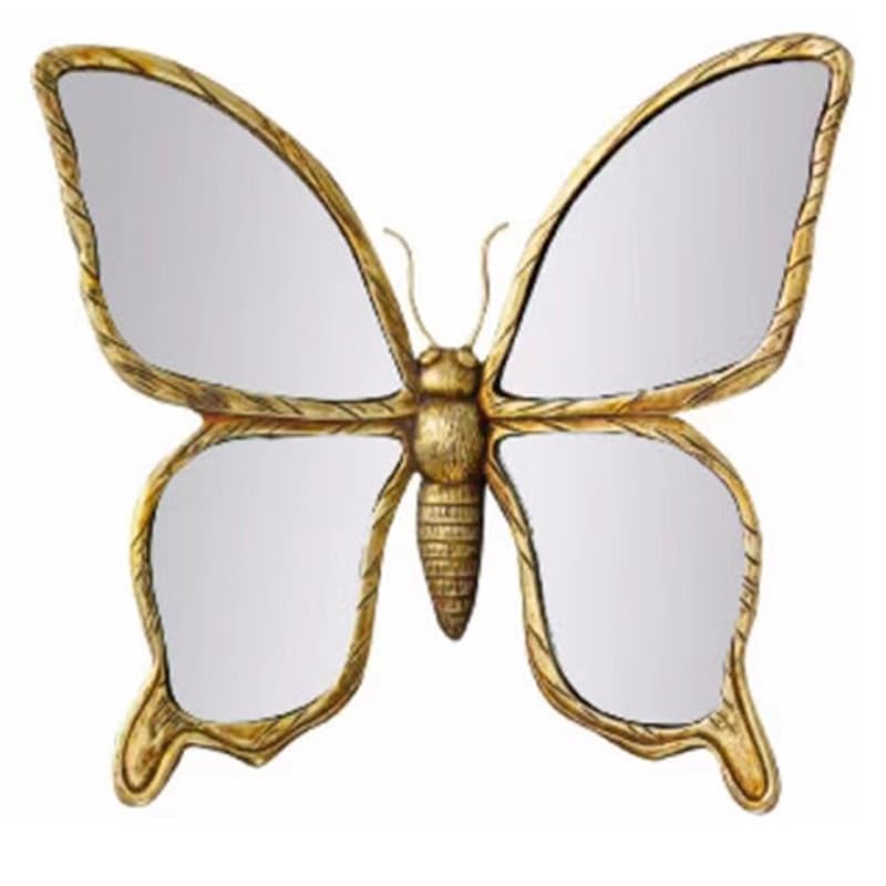 ZBELLO Resin Insects Glass Wall Decor,Gold Dragonfly Wall Mirrors，Creative Home Decoration for Bedroom Tabletop Balcony Corridor Victorian and European Themed Homes (Butterfly)