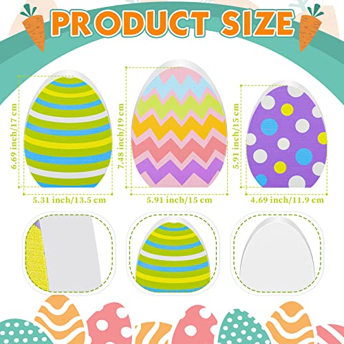 3 Pieces Easter Egg Table Wooden Signs Egg Farmhouse Decorations Spring Egg Wood Tabletop Easter Decorations Easter Egg Dining Room Table Centerpiece For Easter Party Home Office Desk Decor #TOP1