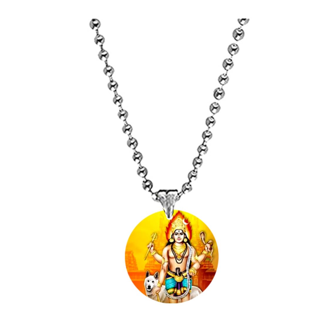 Abhiora FashionLord Kaal Bhairav with Vahan Dog Bead Chain Yellow Acrylic Pendant for Men Women | Religious Spiritual Symbolic Charm for Gifting and Personal Styling-image-36