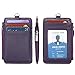 Leamekor ID Badge Holder with Neck Lanyard PU Leather ID Badge Wallet Case with 1 ID Window, 4 Card Slots, 1 Side Zipper Pocket