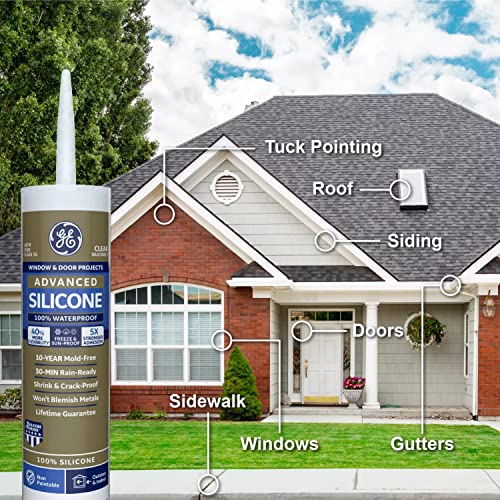 Image of GE Advanced Silicone Window & Door Sealant, 10.1, oz, Brown