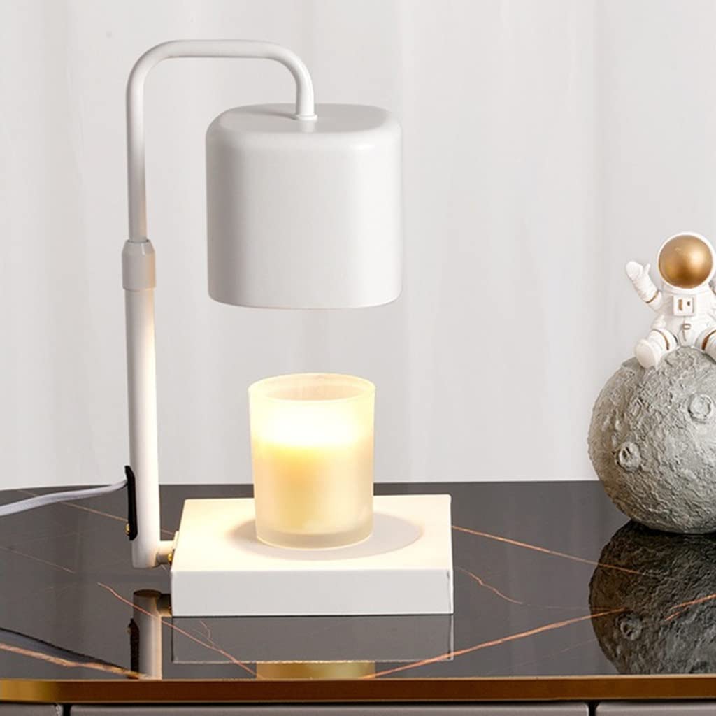 Kaars Wax Warmer Lamp, Kaarswarmerlamp met timer, verstelbare hoogte en helderheid, dimbare wassmeltwarmer met 2H/4H/8H timer met metalen voet, hefstang, for thuis, op kantoor (Kleur: /Wit, Maat: 110V