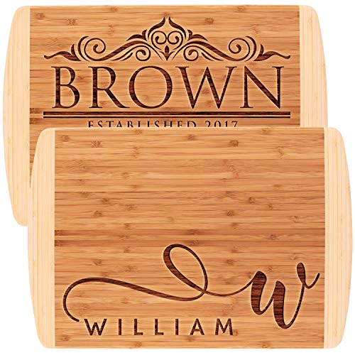 Tabla de cortar personalizada, 11 diseños, 18x12, elegante tabla de bambú - regalos para parejas, regalo para ella, regalo para padres y abuela, señal de cocina miniatura 1