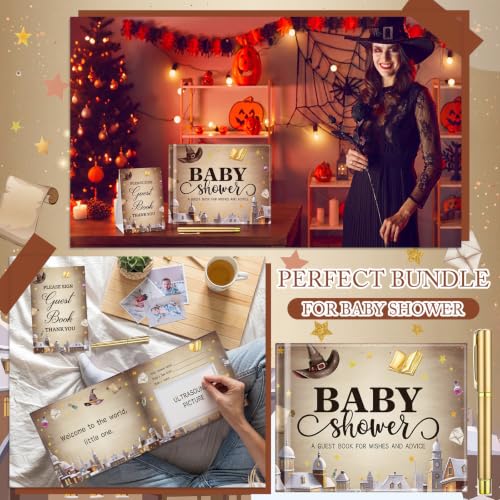 Image of Fuyoooo a Magical Bundle is on the Way Baby Shower Guest Book Baby Shower Sign in Guest Book Reception with Sonogram Page Keepsake Includes Gold Pen Table Card and Adhesive Photo Corner for Birthday