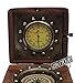 AV Vintage Wood Clock Compass in Rose Wood Box, Desk/Table Clocks Bedside Men Women(Gifts)