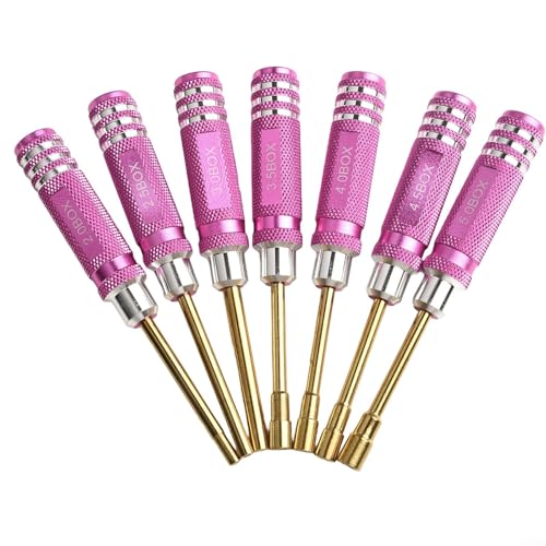 Bebykilemi Juego de destornilladores hexagonales de 7 piezas, juego de destornilladores de tuerca hexagonal de 2 a 5 mm, herramientas de modelo de avión, llave de vaso RC, adecuado para helicópteros