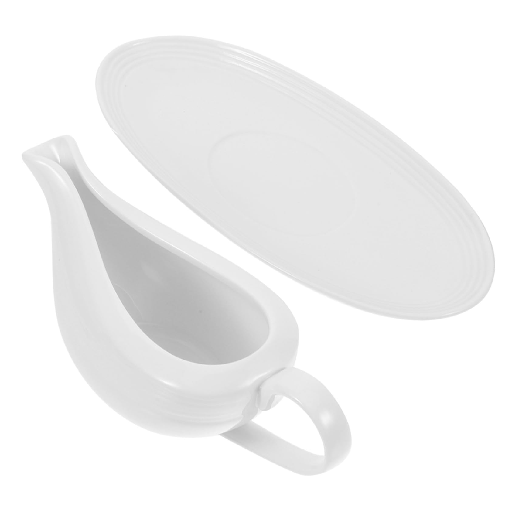 Garneck Milk Cup Juice Bucket Gravy Sauce Boat Gravy Boat with Tray Gravy Boat with Handle Salad Dressings Boat Small Sauce Pitcher Gravy Bowl Gravy Dispenser Condiment Bowl Ceramics White