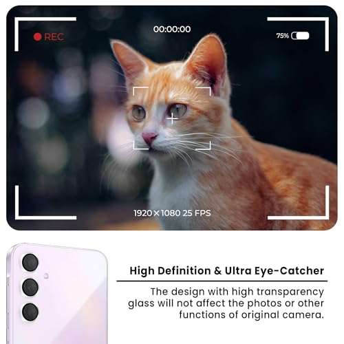 Image of FIRST MART Silver Camera Ring Guard Protector for Samsung Galaxy A35 and Samsung A55 | Tempered Glass with Metal Alloy Rings, HD Clear, Scratch Resistant, Case-Friendly | Pack of 1