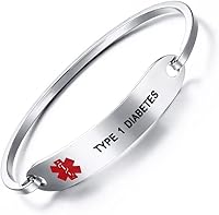 Vista 21 de VNOX Medical Bracelet for Women-Stainless Steel Emergency Medical Alert ID Bangle Bracelet,Free Engraving