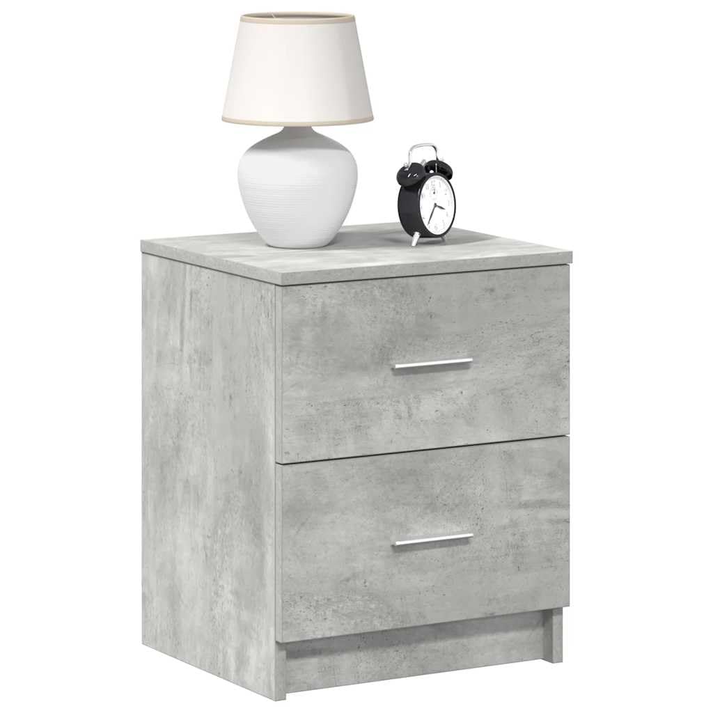 SXZenSpace 858792 Bedside Cabinets 2 pcs with Drawers Concrete Grey 40x36x50 cm Tables Cabinet Side End Table Nightstand Storage Organizer Home Stand for Bedroom
