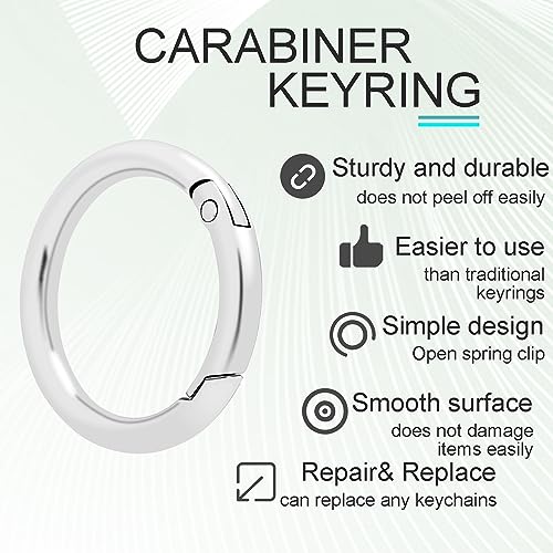 Image of 10Pack 1-1 /4 inch Trigger Spring O Rings, Metal Round Carabiner Clip Snap Hook, Spring Keyring Buckles for Replacement Purse Strap, Paracord Lanyard Clips, Keychain Rings Hardware DIY Crafts Making