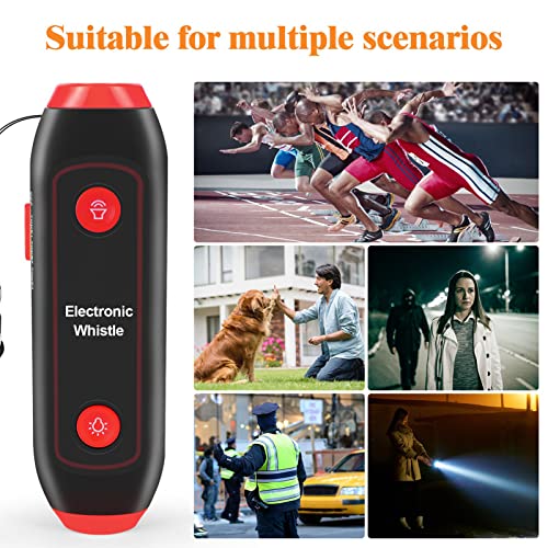 Silbato electrónico rojo con luz y niveles de volumen miniatura 4