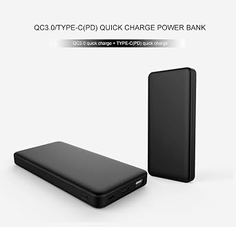 SunJack 10000mAh Portable Charger Power Bank Slim External Battery Pack with USB-C PD 18W, QC3.0 Fast Charging, Compact Travel Phone Charger for iPhone, Samsung, Android, iPad