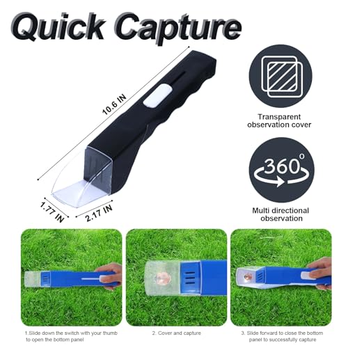 2Pcs Small Animals Catcher Quick Release Humane Catching Tool Clear Contactless Observer Kids Adults Nature Exploration Container to Capture Butterflies, Bees, Spiders, etc (Black+White) - Image 4