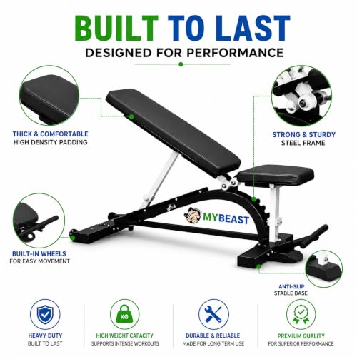Image of Mybeast Multipurpose Adjustable Bench For Gym And Home Purpose For Heavy Duty Multiple Workout