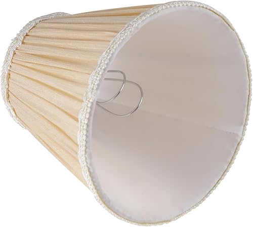 Miniatura 9 de Lampshades Chandelier Lamp Shades Small Pleated Empire Clip-on Fitter Lampshade 6"x3 34"xH5 35" Gold Linen Small Lamp Shade Set of 6