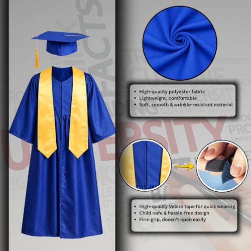 Image of Sarvda Graduation Gown for kids with Cap and Sash, Convocation Dress for Boys and GirlsSchool Ceremony, Fancy Dress