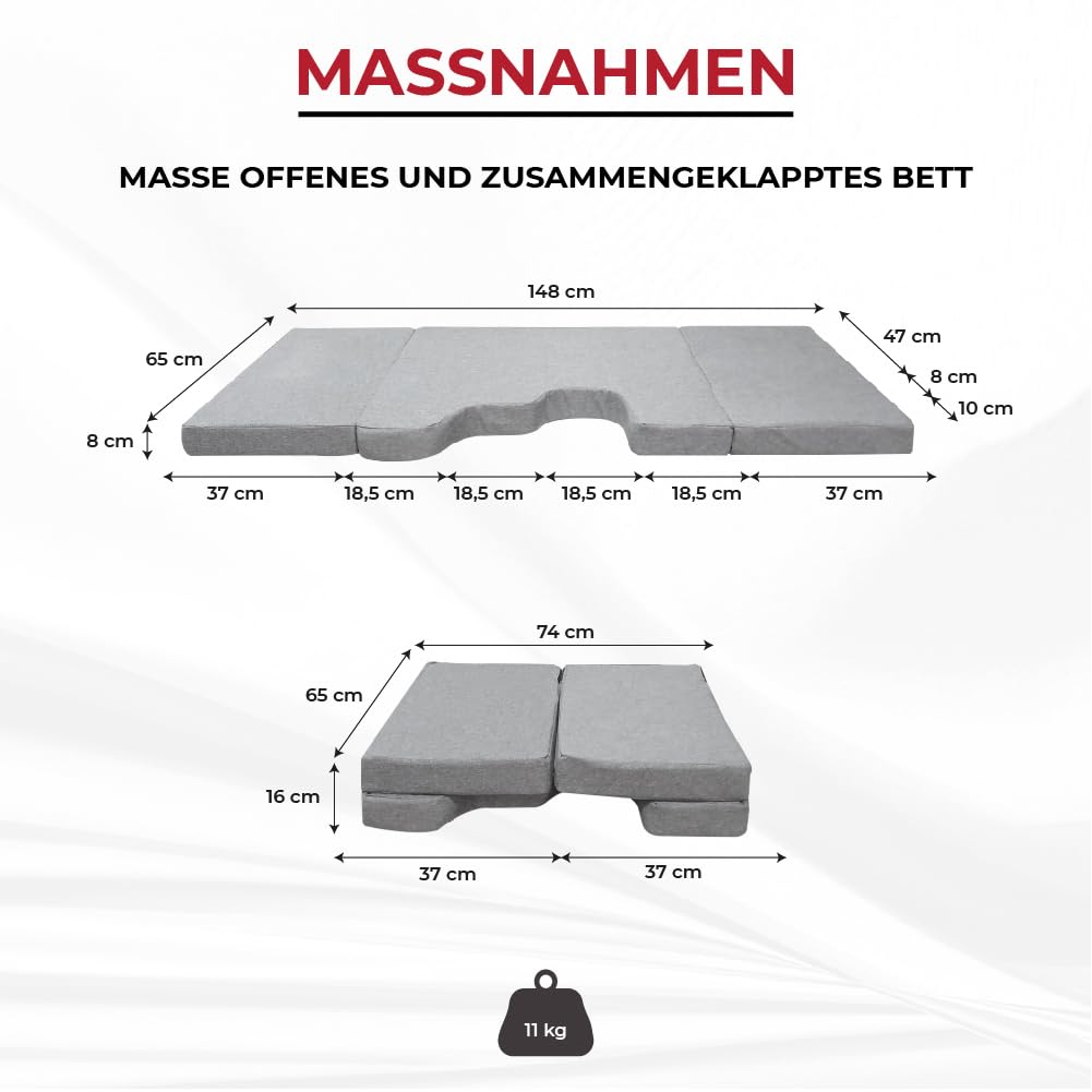 K´Foam Faltmatratze für Vorderbett Camper für Mercedes Viano grau (2003-2014) W639