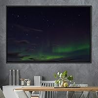 Framed Canvas Wall Art Dayspring Astronomy & Space Contemporary Cosmic Dramatic Green Group Photography Realism - 16x24 inches