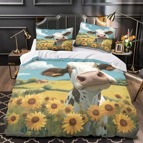 Housse de couette imprimée 3D vache : l'idée cadeau lit simple originale - 2
