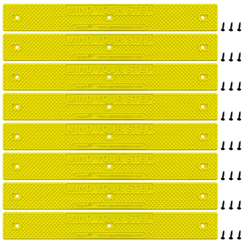 Myard Stair Treads 16"x2" with Screws Down Strip for Safety Stair Step Staircase Increase Safety on Slippery Stairs, Non-Slip, Footgrip, Antislip Strip, Slip Resistant, Decks, Stairs (8, Yellow)