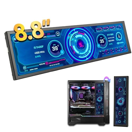 Image of Dpofirs 8.8in USB Mini Screen, USB C PC Sensor Panel Display, PC CPU Data Monitor, PC Computer Temp Mini Secondary Screen for Desktop Chassis (Without Touch)