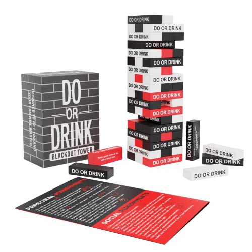 Do Or Drink Blackout Tower Drinking Game - Adult Party Game With 54 Blocks And Challenge Recommendations - Fun Drunk Game For Game Night - Great Gift For Pregames, Bachelorettes, Couples, And More #TOP4