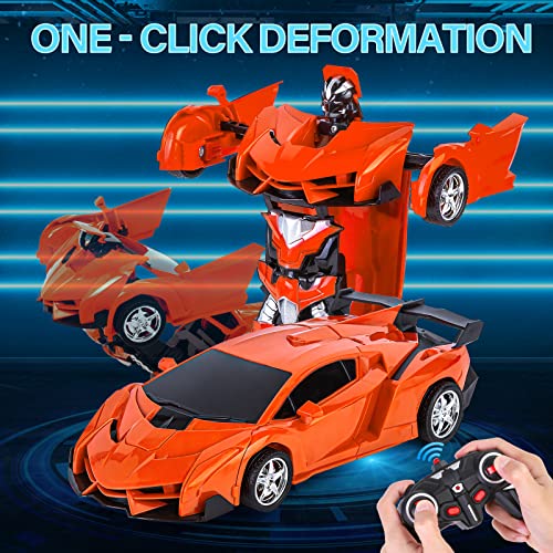 Refasy Robot Cars For Kids 4-8 Year Old,Deformation Car Remote Control Transformation Car For Boys Ideal Xmas Birthday Gifts Robot Vehicle Toys Rc Racing Car For Kid Age 9-12 Transforming Car Toys #TOP2