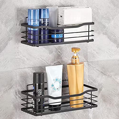 FOME Shower Caddy 2 pack, Self Adhesive Bathroom Shelves, Rustproof Large Capacity Bathroom Caddy, Bathroom Shelf for Inside Shower, Shower Shelf no Drilling Shower Storage with 4 Hooks