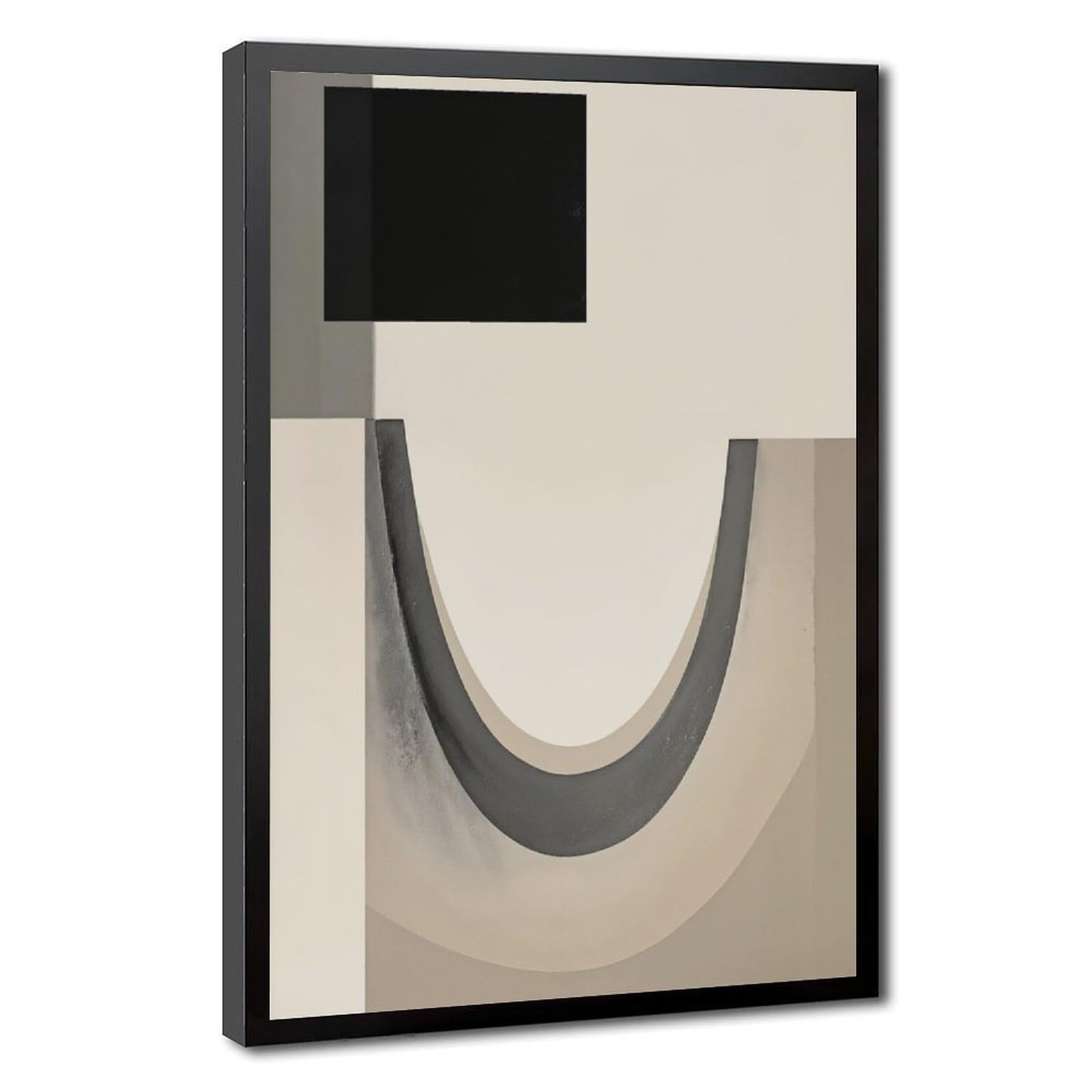 Zguols Beige Abstract And Minimalist Poster 13 Canvas Poster Bedroom Decor Sports Landscape Office Room Decor Gift Black Frame 16" L X 24" W