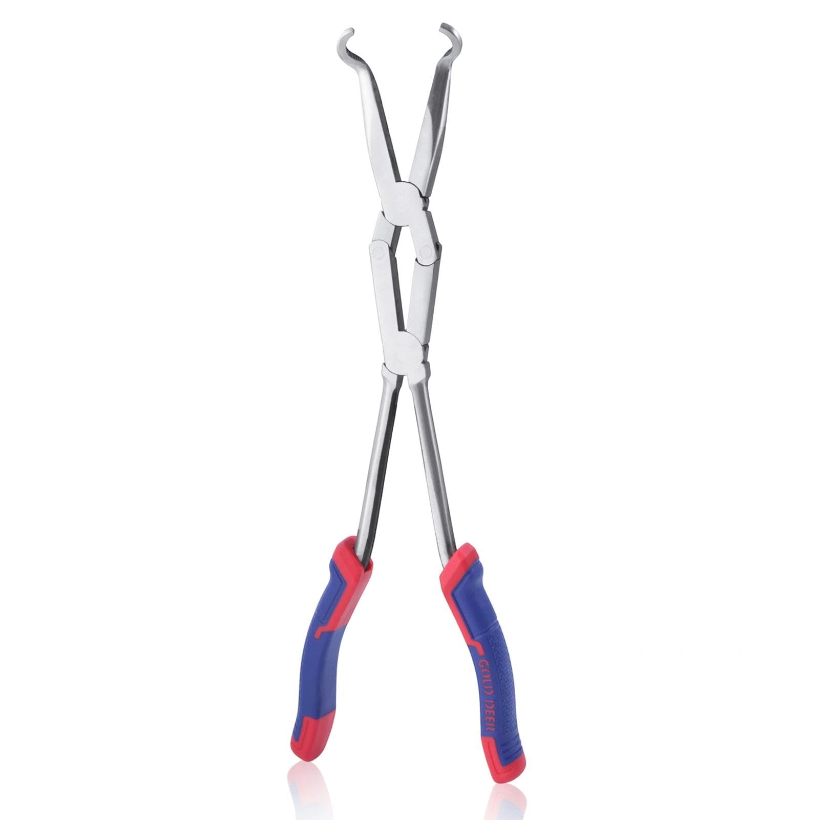 GOLD DEER 13Inch Long Reach XL Pivot Ring Nose Plier Extra Long Nose Hose Grip Pliers Spark Plug Pliers Hose Removal Plier with Serrated Jaw for Hard to Reach Narrow Spaces