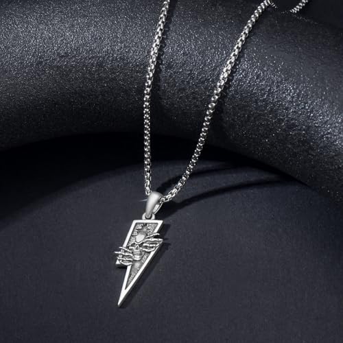 PROESS Skull Necklace 925 Sterling Silver Sun and Moon/Claddagh/Raven Necklace Skeleton Pendant Skull Jewelry Gifts for Women Men for Birthday Christmas4