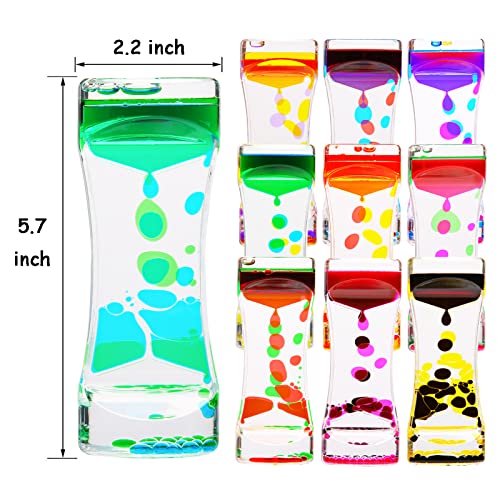 CAILINK Liquid Motion Bubbler Timer,10 Pack Liquid Bubbler Relaxing Motion Timer Fidget Calming Toys,Sensory Play for Adults and Kid Stress Management,Colorful Hourglass Desk Decor - Image 4