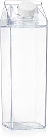 Garrafa Plástica 500ml Caixa de Leite Transparente com Tampa Rosca e Vedação – Acrílico Rígido Livre de BPA – Ideal para Água, Suco, Leite e Geladeira – Compacta 20,5cm