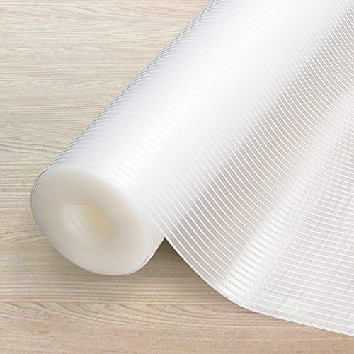 Drawer Liner, Non-Adhesive Shelf Liner, 17.5inch x 20FT Double Sided Non-Slip Cabinet Liner Washable for Kitchen, Shoe Rack - Clear Rxemohesuoh