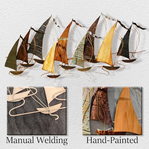 Edaknez Large Metal Sailboat Wall Decor, 51 Inch X 26 Inch Metal Ship Wall Art Decor, Coastal Nautical Metal Sailboat Wall Decor, Large Metal Ship Wall Sculptures thumb #4