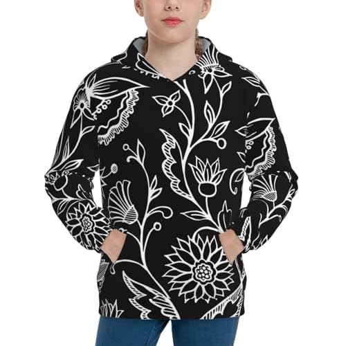 Abstract Florals Kid Hoodies Boys Sweatshirts Girls Pullover with Pocket