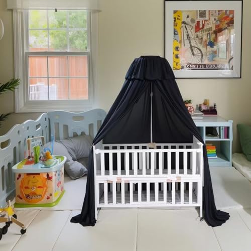 Image of Blackout Crib Canopy Black Crib Tent to Keep Baby in Crib Cover Canopy Bed Curtains for Indoor and Outdoor (Sticker Holder not Included)