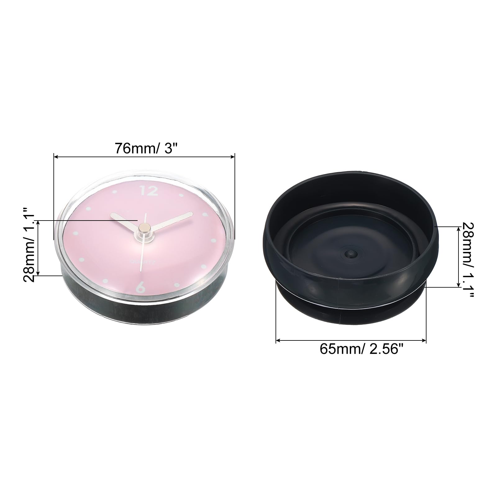 PATIKIL Impermeabile Bagno Orologio, Batteria Funzionato Silenzioso Mini Orologio Parete con Nero Ventosa Cup per Doccia Cucina Casa Decorazione, Rosa
