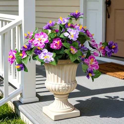 INXUGAO Artificial Flowers for Outdoors Indoors,2 Bunches Fake Hibiscus with Realistic UV Resistant Silk Flower Fabric Leaves,Faux Plants Outside for Patio Garden Yard Poch Decor ( image 2
