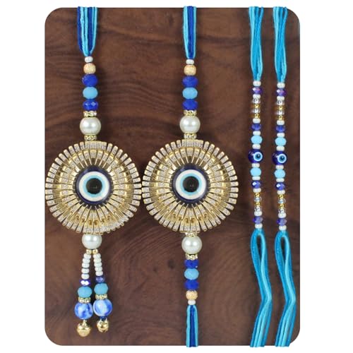 TIED RIBBONS Lumba Rakhi with Brother Rakhi | Rakhi for Bhatija | Greeting Card | Roli Tika - Rakshabandhan Family Rakhi Set of 4 | Rakhi for Brother and Bhabhi | Bhai Bhabhi Rakhi4