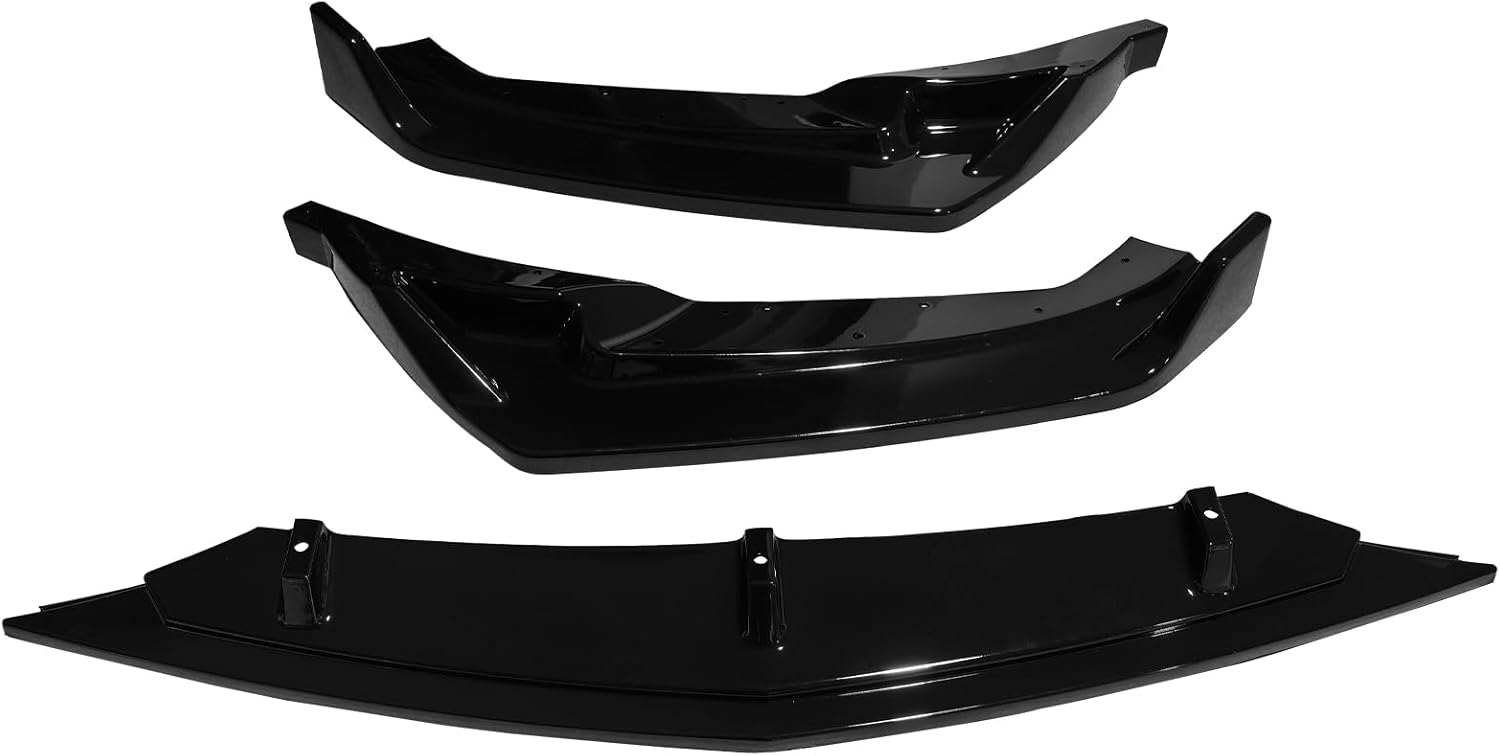 FREEMOTOR802 Front Bumper Lip Splitter Compatible with 2025 Cadillac CT5 Luxury Trims, Gloss Black PP 3PCS Air Dam Chin Spoiler Underbody Front Lip Spoiler Lower Guard Protector Styling Trim
