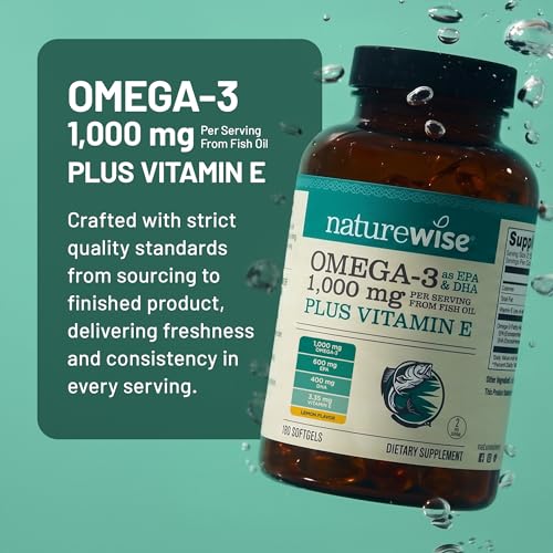 NatureWise Extra-Strength Omega 3 Fish Oil Supplement - 1000mg per Serving - 600 EPA & 400 DHA and Vitamin E - Sustainably Sourced Fish Oil - Lemon Flavor - 60 Softgels[1-Month Supply] - image 7