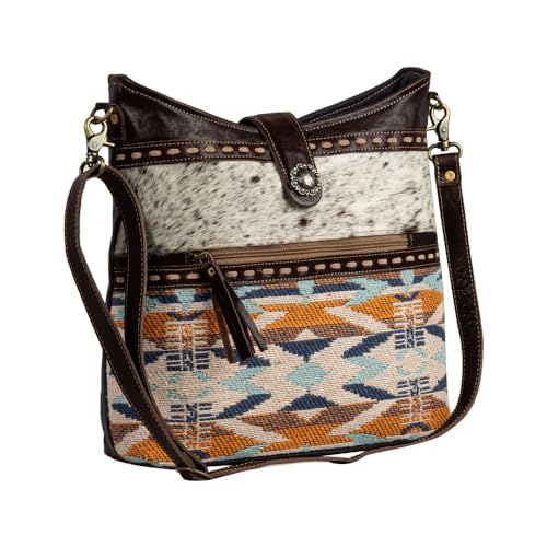 Myra Bag Shoulder Bag for Women - Western Upcycled Canvas & Leather Crossbody Bag Chocolate2
